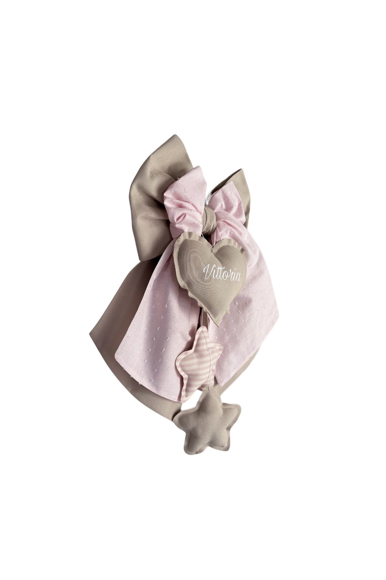 FIOCCO NASCITA écru e rosa baby pois
