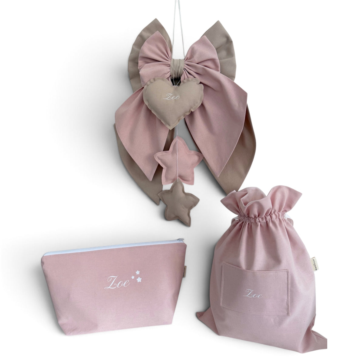 Bundle Fiocco nascita - Beauty portapannolini - Maxi sacca - rosa cipria