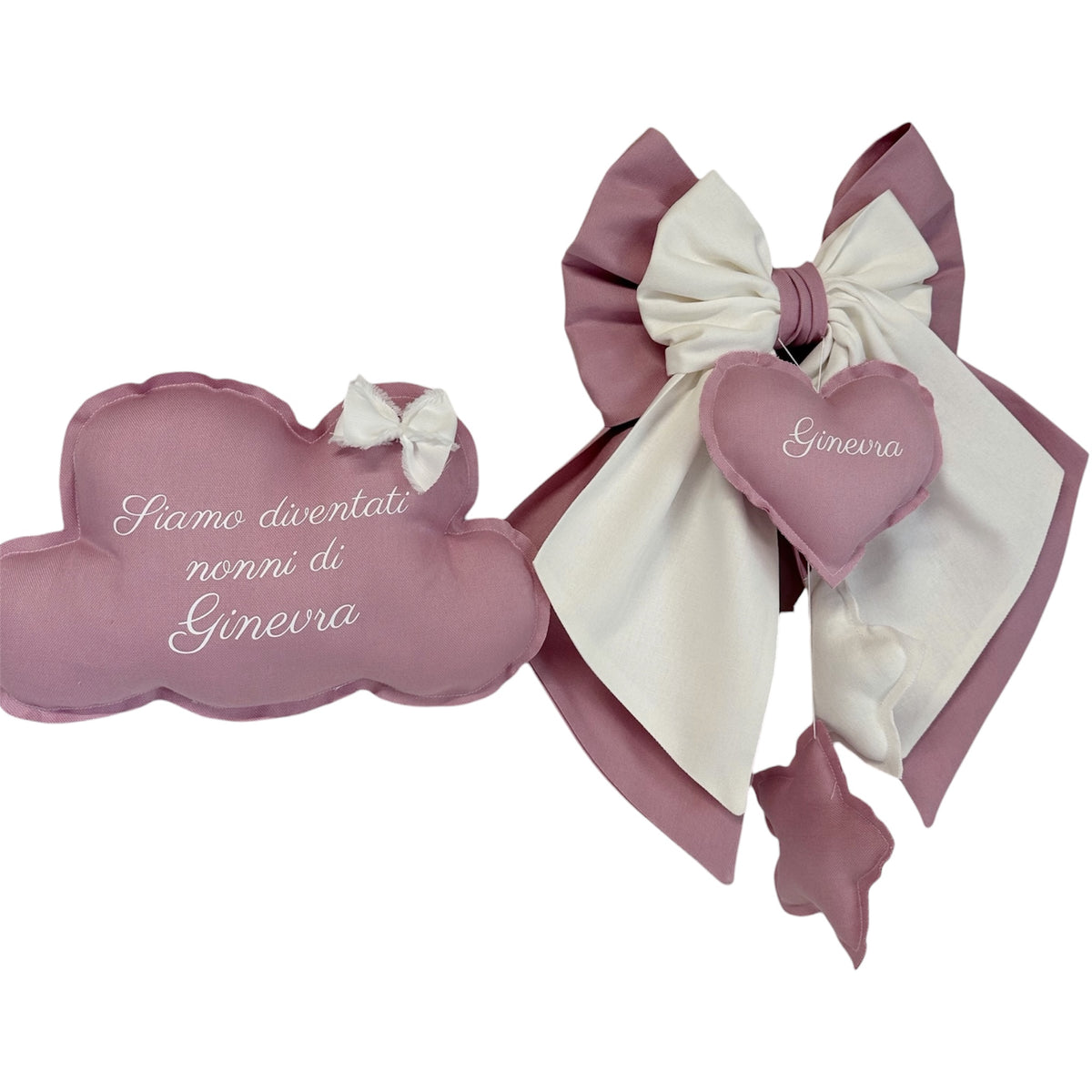 Bundle Fiocco nascita - Nuvola per i nonni - peonia