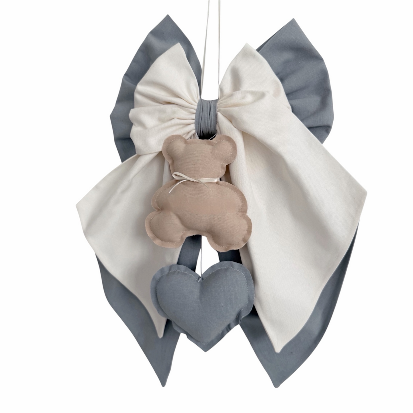 FIOCCO NASCITA Azzurro cielo e bianco latte - Teddy mandorla