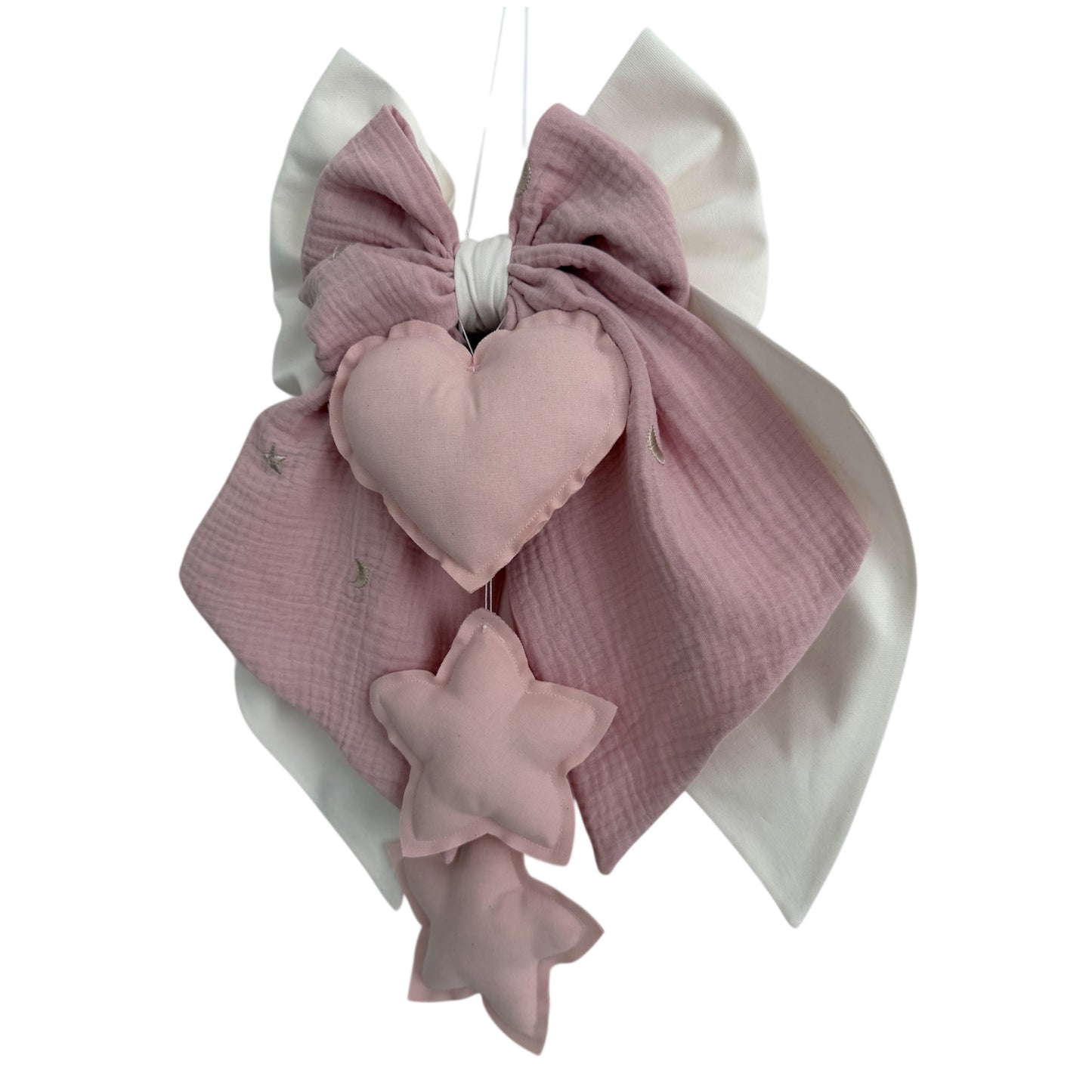 FIOCCO NASCITA Bianco latte e rosa moonlight