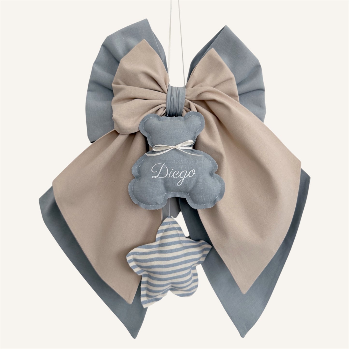 FIOCCO NASCITA azzurro cielo e mandorla - Teddy azzurro cielo