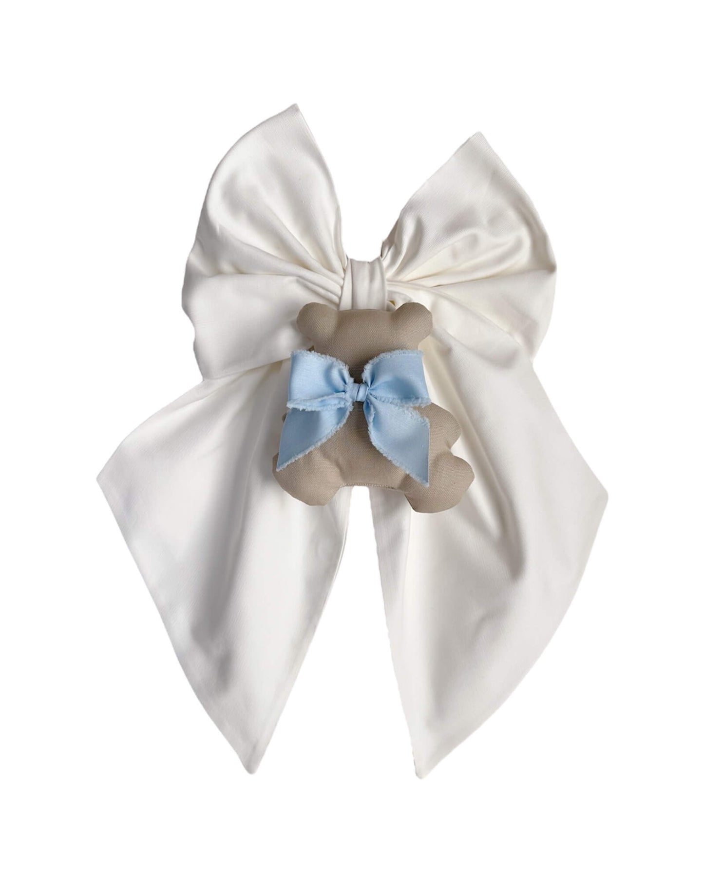 FIOCCO TEDDY Bianco e fiocco azzurro baby