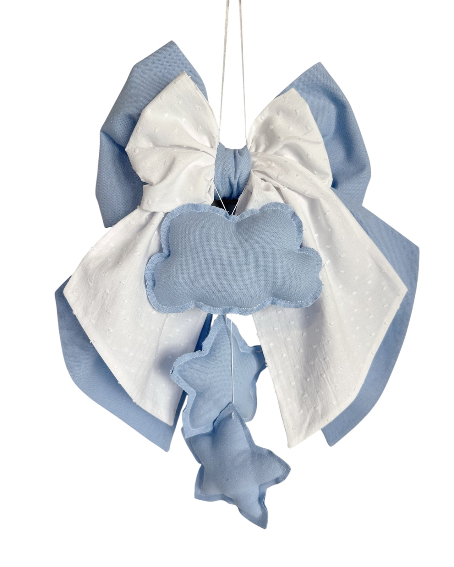 FIOCCO NASCITA Azzurro e bianco plumetis