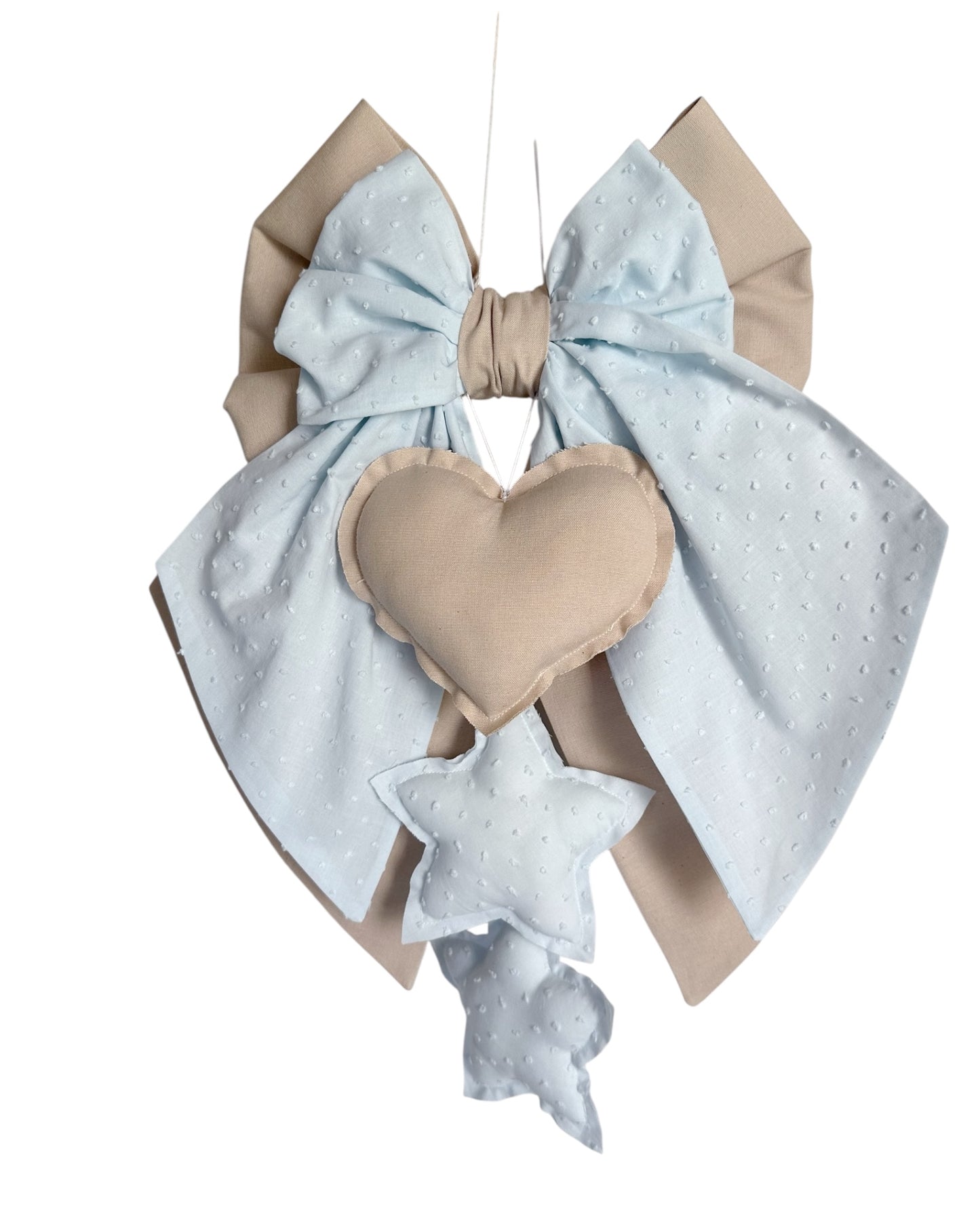 FIOCCO NASCITA Mandorla e celeste baby plumetis