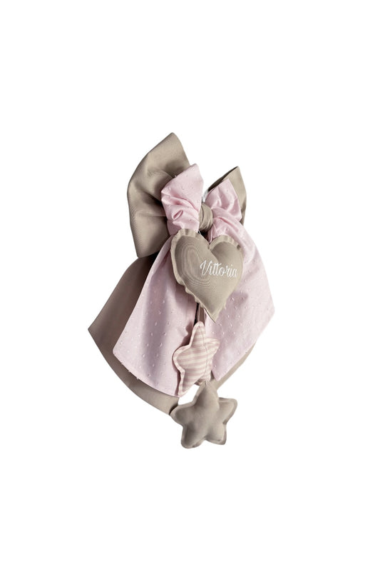 FIOCCO NASCITA écru e rosa baby pois