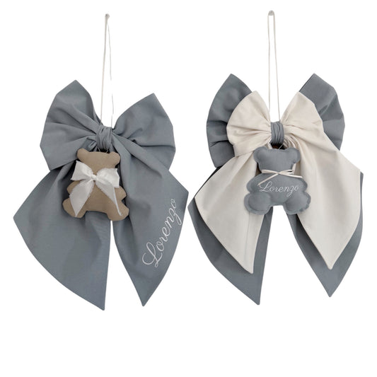 Bundle Fiocco nascita - Fiocco Teddy - azzurro cielo