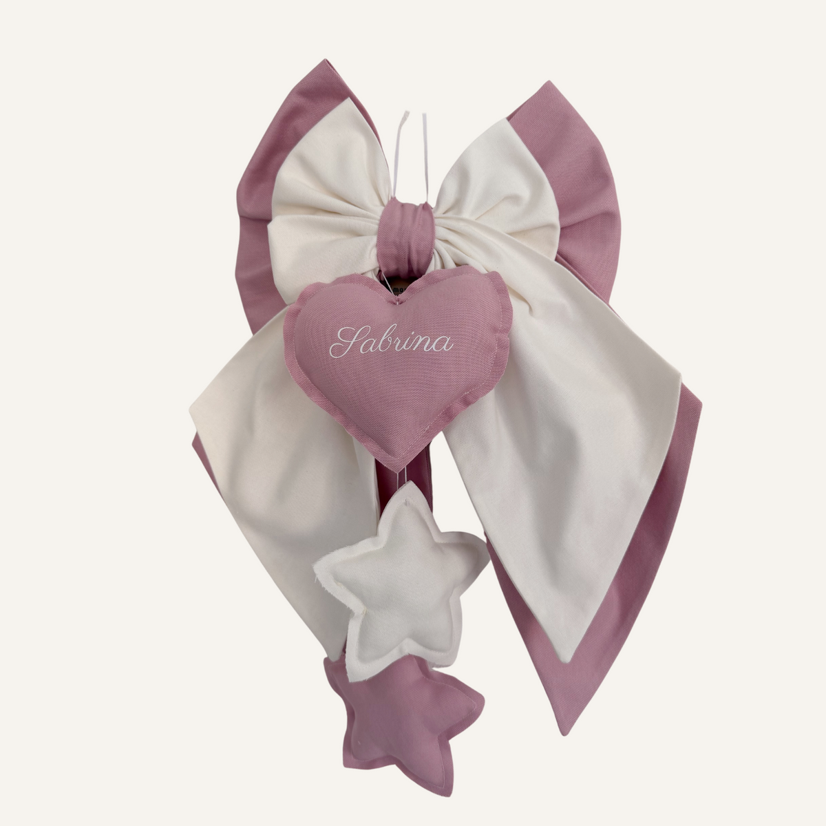 FIOCCO NASCITA peonia e bianco latte - Cuore peonia
