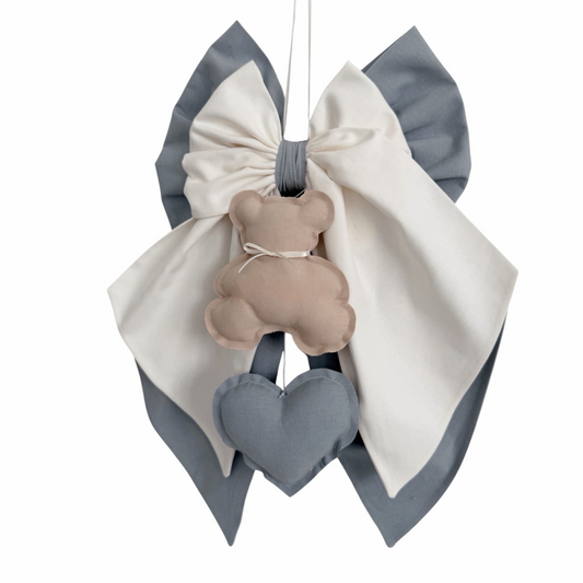 FIOCCO NASCITA Azzurro cielo e bianco latte - Teddy mandorla