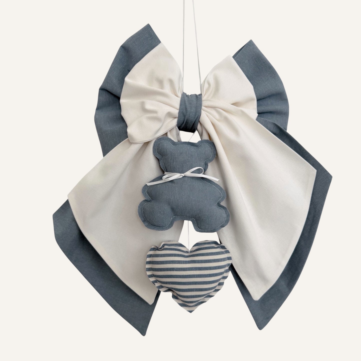 FIOCCO NASCITA Azzurro polvere e bianco latte - Teddy polvere