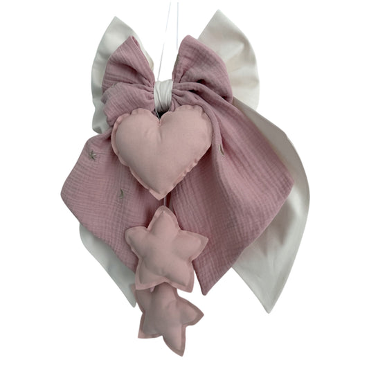 FIOCCO NASCITA Bianco latte e rosa moonlight