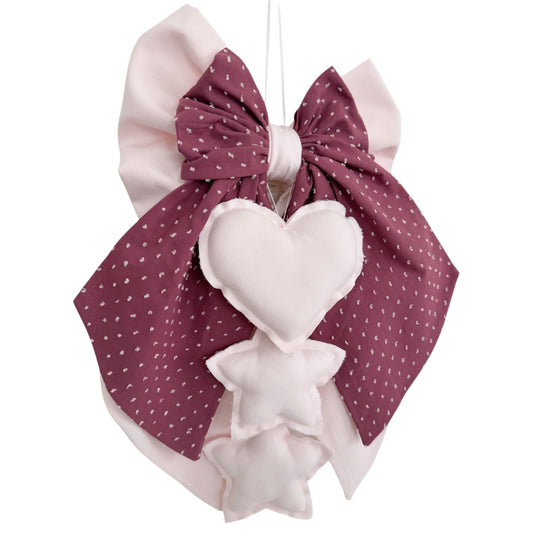 FIOCCO NASCITA Rosa baby e vinaccia plumetis