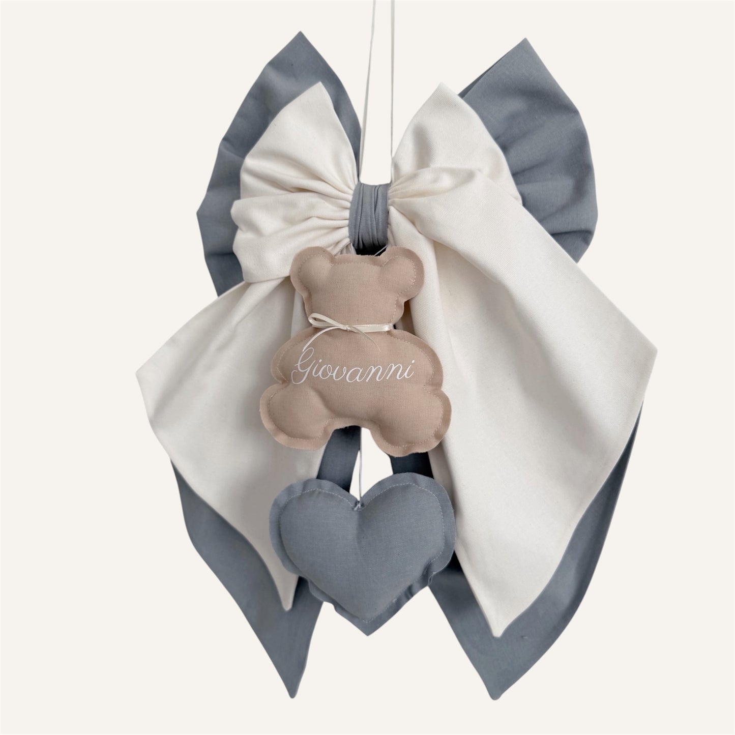 FIOCCO NASCITA cielo e bianco latte - Teddy mandorla