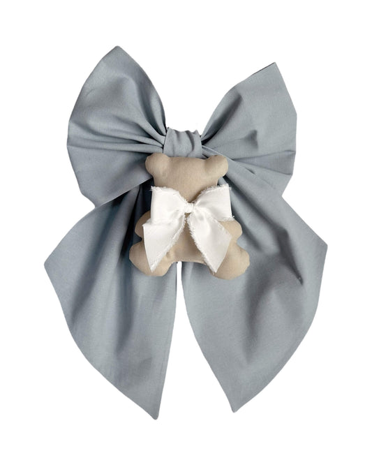 FIOCCO TEDDY Azzurro cielo e fiocco bianco latte