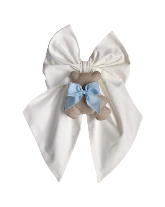 FIOCCO TEDDY Bianco e fiocco azzurro baby