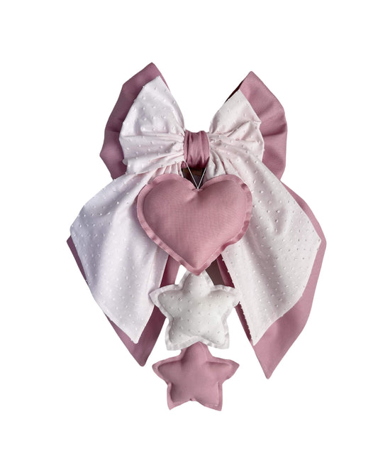 FIOCCO NASCITA Peonia e rosa baby plumetis