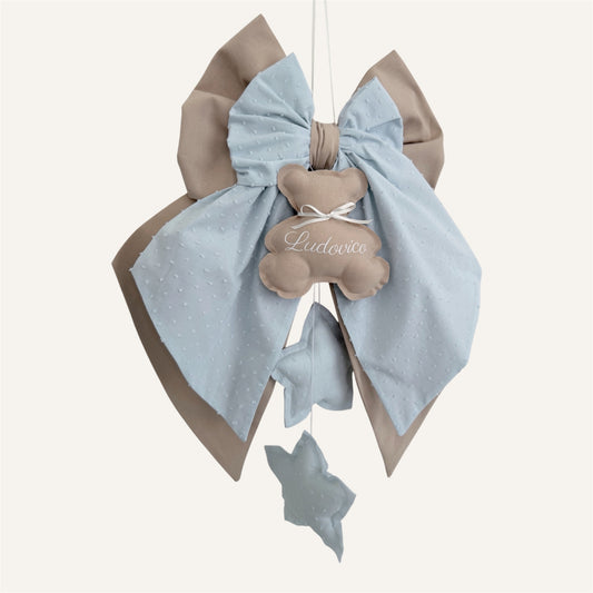 FIOCCO NASCITA mandorla e celeste - Teddy mandorla