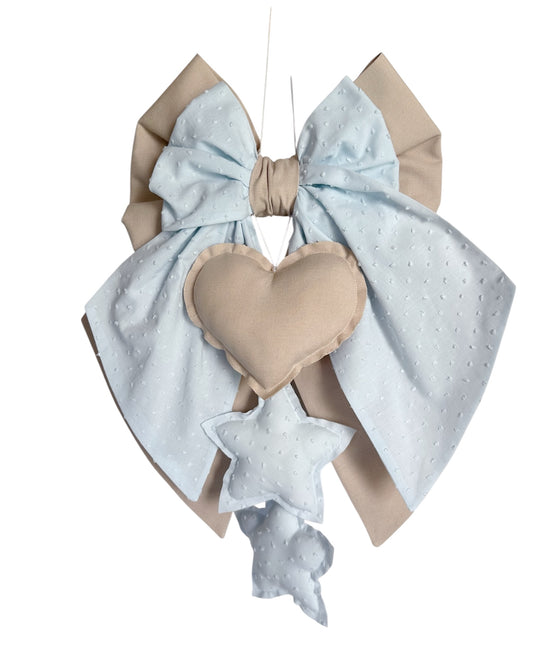 FIOCCO NASCITA Mandorla e celeste baby plumetis